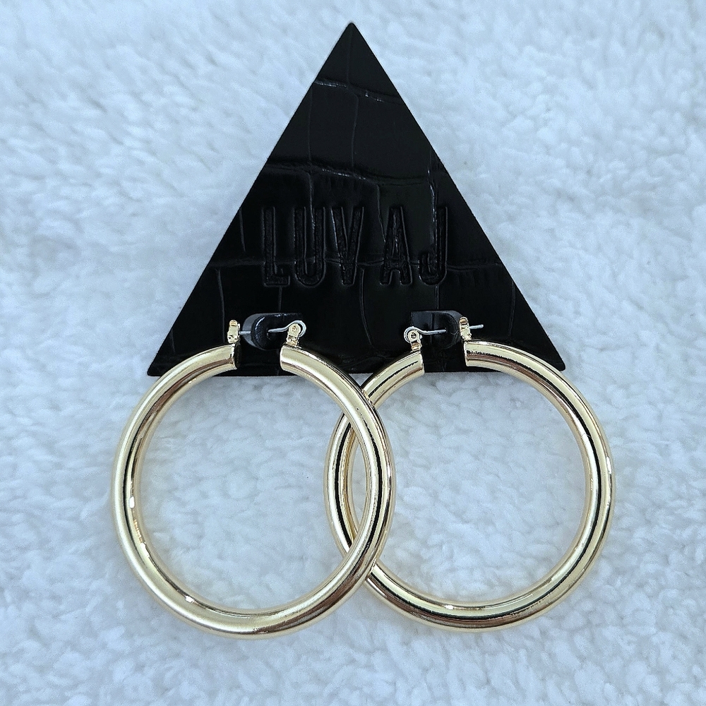 Luv AJ Gold💛 Amalfi Hollow Tube Hoop Earrings - NWT